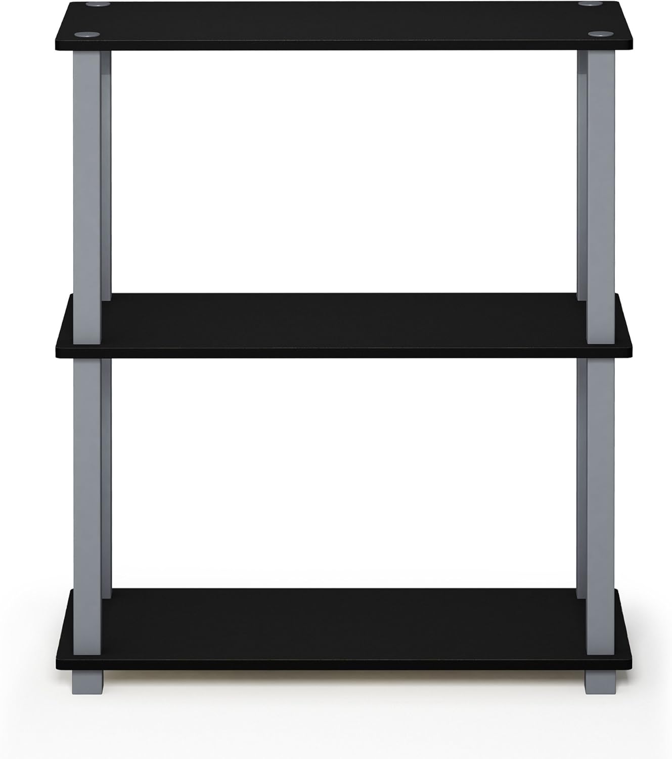 Furinno Turn-S-Tube 3-Tier Compact Multipurpose Shelf Display Rack with Square Tube, Black/Grey