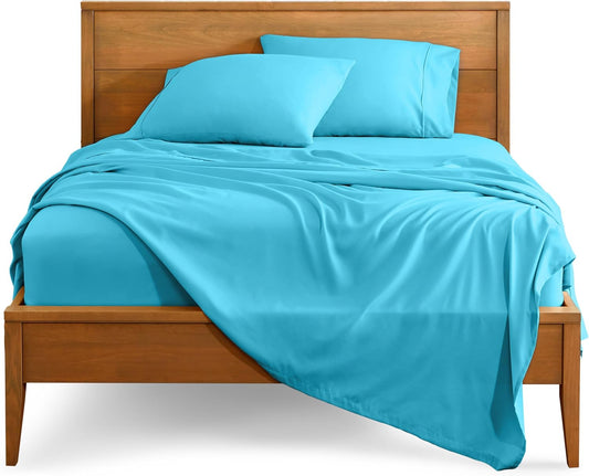 Bare Home Queen Sheet Set - Luxury 1800 Ultra-Soft Microfiber Queen Bed Sheets - Double Brushed - Deep Pockets - Easy Fit - 4 Piece Set - Bedding Sheets & Pillowcases (Queen, Aqua)