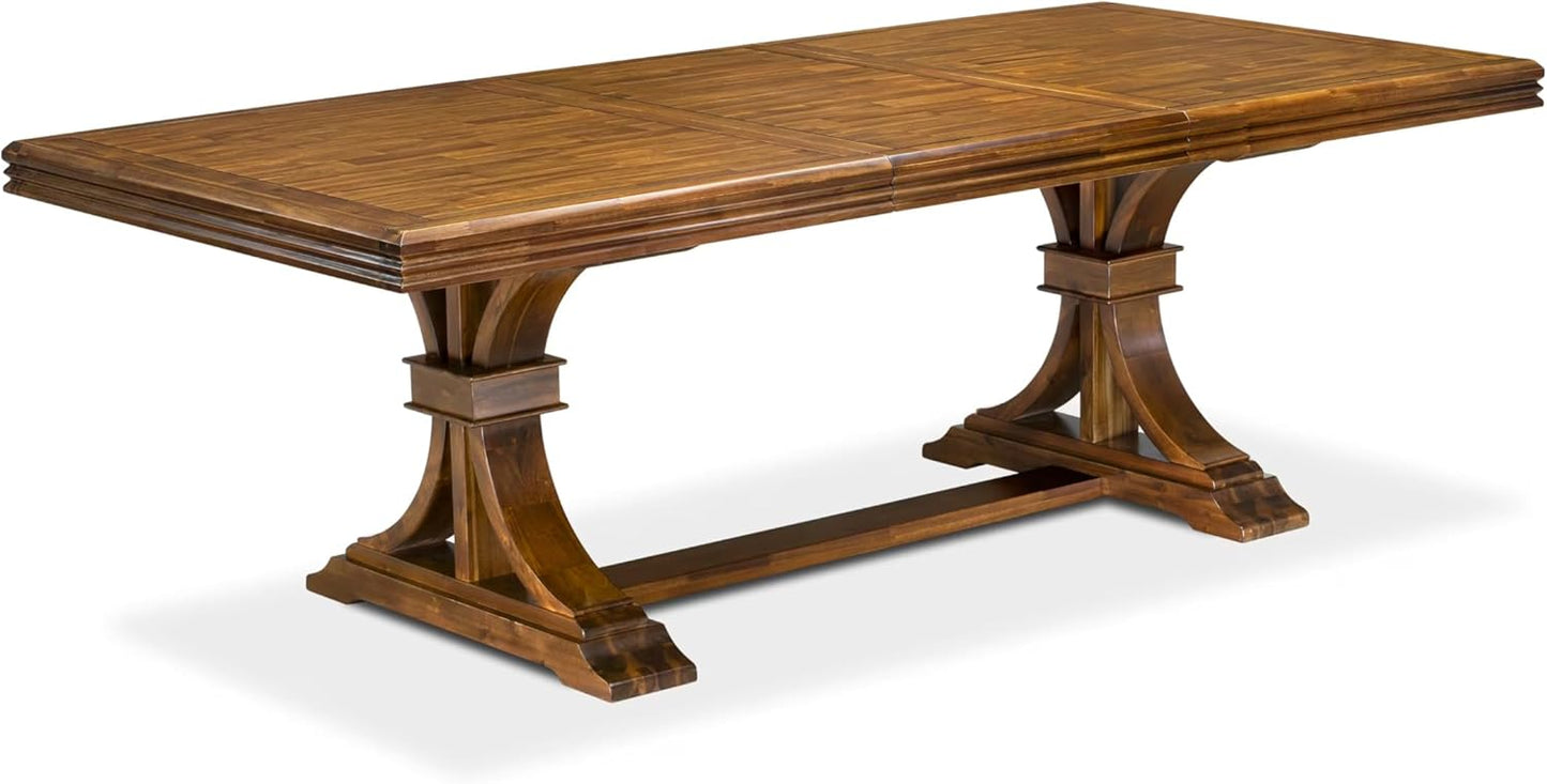 NEDA9-AWA-22 9-Piece Modern Dining Table Set Consists of a Kitchen Table and 8 Willow Green Polyester Dining Chairs with Button Tufted Back, 44x100 Inch, Antique Walnut