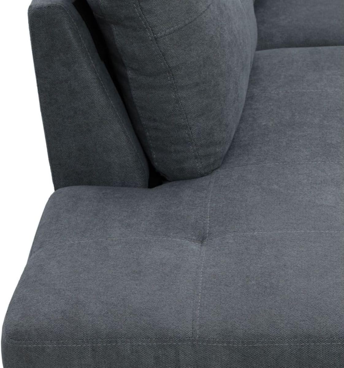 Dark Grey L-Shaped 3-Piece Flannel Sofa with Storage Ottoman Set, Sectional Couch Sofa Set for Living Room, Office, Small Space