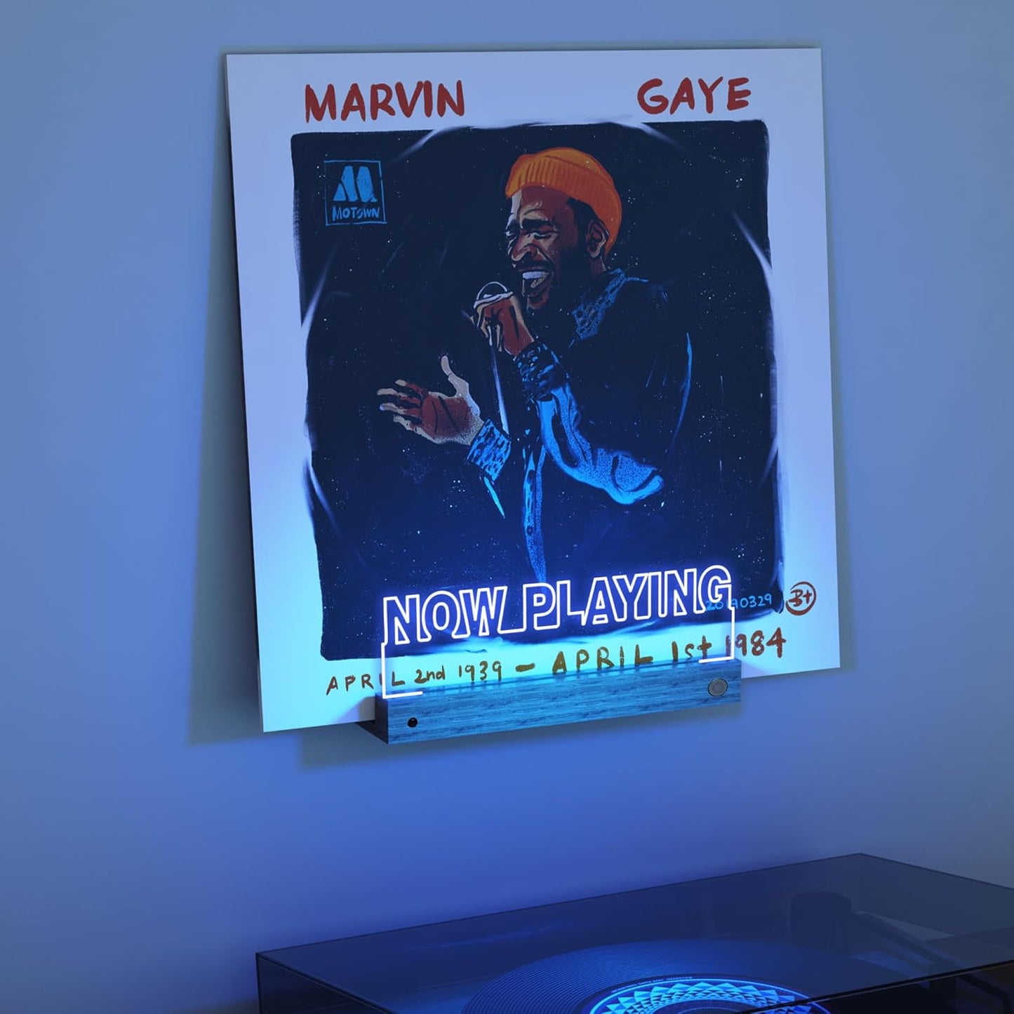 Now Playing Vinyl Record Stand Wall Mount, Light up Record Holder, Wooden Acrylic Display with 16 Color Lights for Albums, Room Decor, Gift for Vinyl Lovers