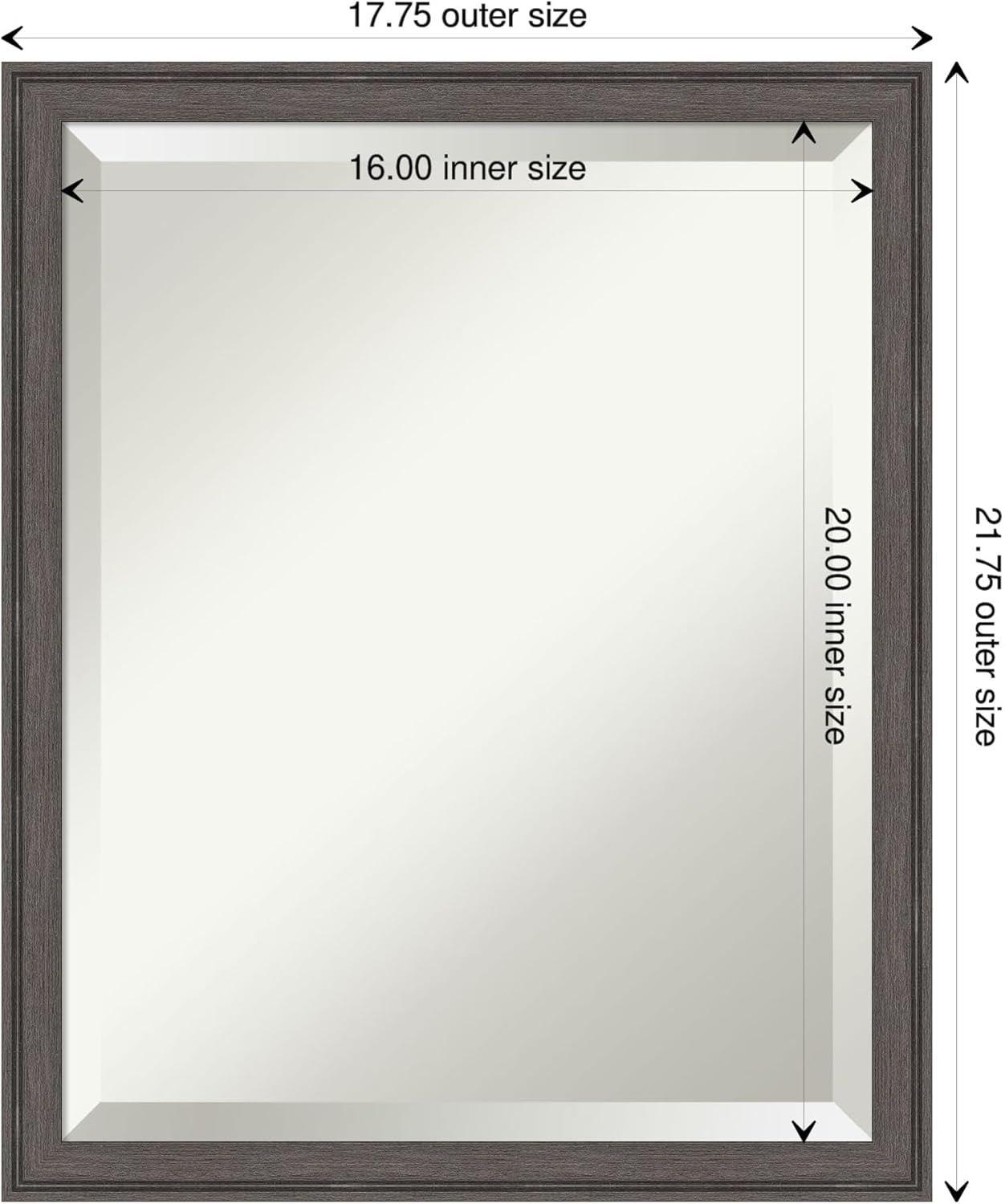 Amanti Art Silver Bathroom Mirror for Over Sink, 22x18 Florence Pewter Rectangle Vanity Mirror, Small Casual Frame, Hangs Horizonally and Vertically, Bathroom Wall Decor, Beveled Edge from WI, USA