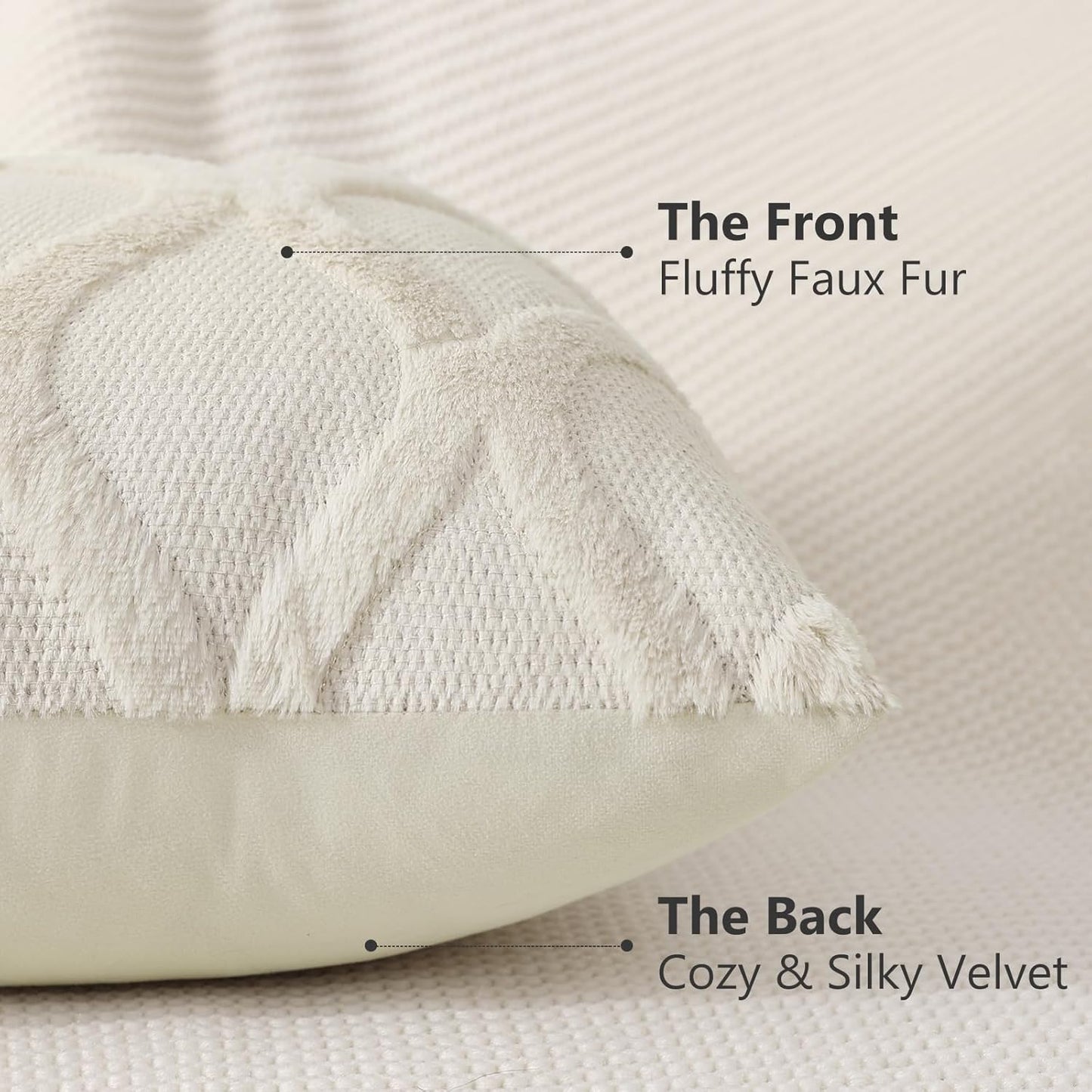 decorUhome Throw Pillow Covers 26x26 Inch Set of 2, Soft Plush Faux Fur Wool Beige Couch Pillow Covers, Decorative Neutral Pillow Cases for Bed Sofa Living Room Home Decor