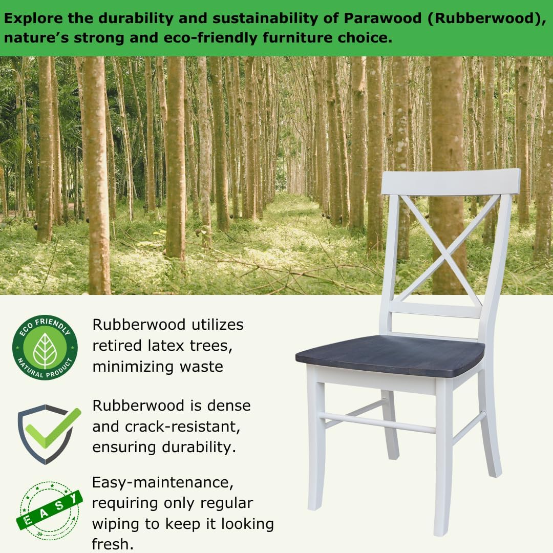 Set of Two X-Back Dining Chairs, White/Heather Gray