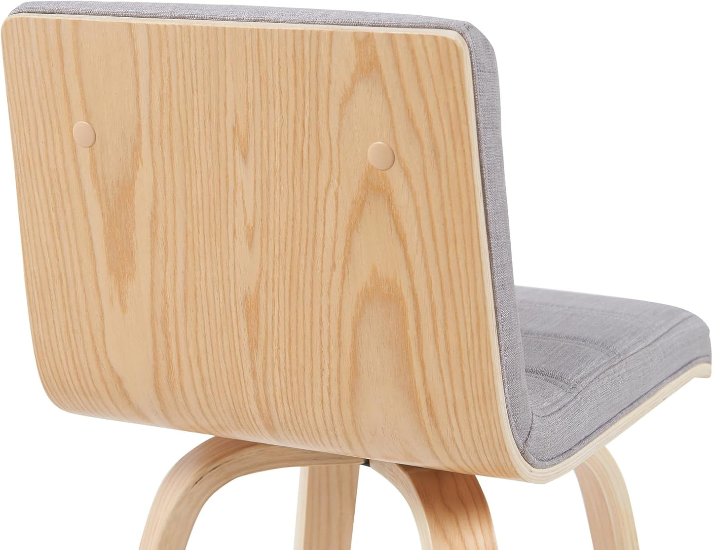 Vienna Modern Counter Height Swivel Bar Stool with Grey Upholstered Seat and Patterned Oak Wood Frame Set of 2