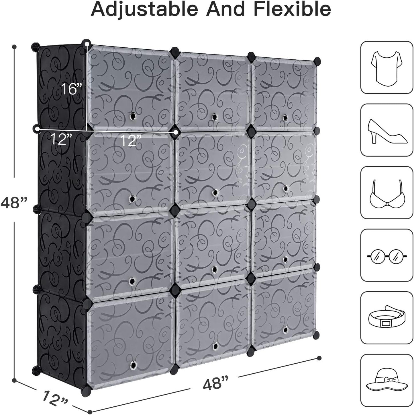 Portable Shoe Rack Organizer, 48-Pair Tower Shelf Storage Cabinets, Plastic Shoe Organizer for Entryway, Expandable for Heels,Boots,Slippers