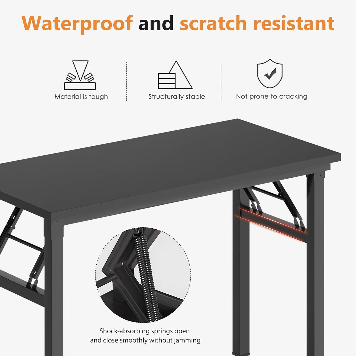 SDHYL 39 inchesNo Assembly Foldable Computer Desk for Home Office Workstation, Study and Writing, Black