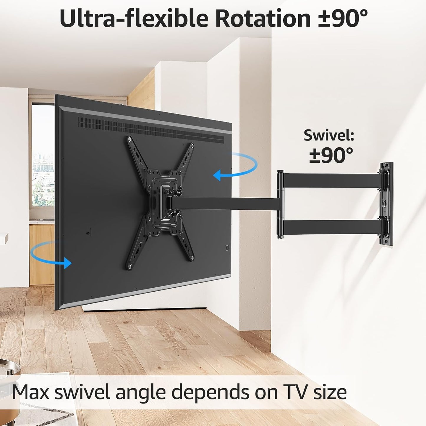 MOUNTUP Long Arm TV Wall Mount for Most 32-65 Inch TVs, Corner TV Mount Full Motion with 31.3” Long Extension, Swivel & Tilt Articulating Bracket, MAX VESA 400x400mm, Holds up to 99 lbs MU0075