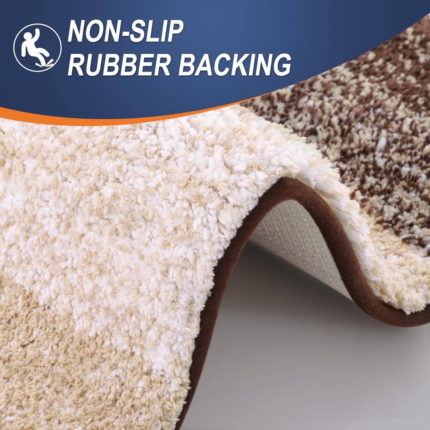 OLANLY Bathroom Rugs Mat 70x46, Extra Soft Absorbent Microfiber Bath Rugs, Rubber Backing, Quick Dry, Machine Washable Bath Mats for Bathroom Floor, Tub and Shower, Home Decor Accessories, Brown