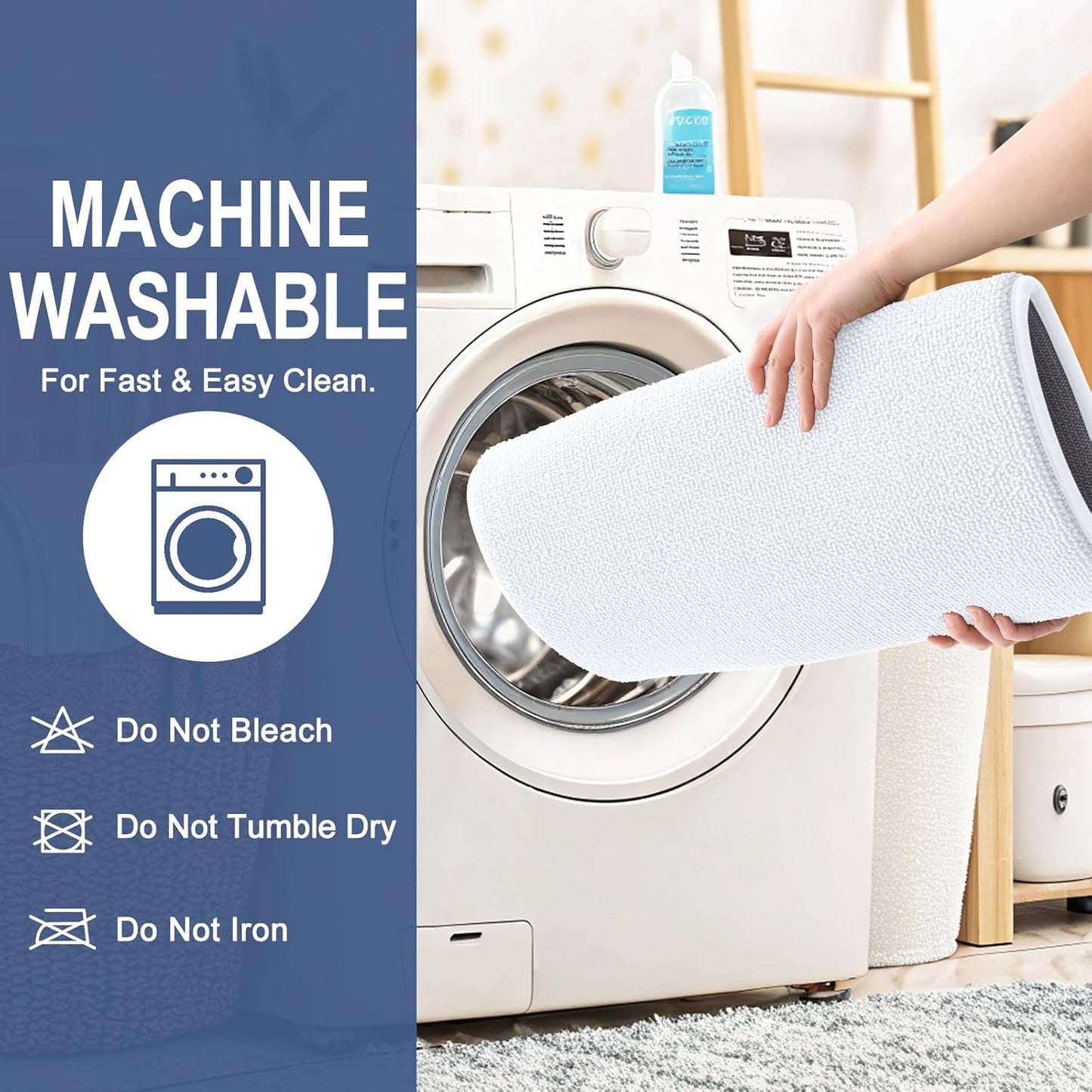 OLANLY Thick Memory Foam Bath Mat Rug 59x20, Extra Soft Absorbent Bathroom Rug, Quick Dry Bath Mats, Non-Slip, Machine Washable Carpet for Bathroom, Tub and Shower, Home Decor Accessories, White