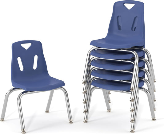 Berries Jonti-Craft 8144JC6003 Stacking Chairs with Chrome-Plated Legs, 14" Height, Blue, Pack of 6