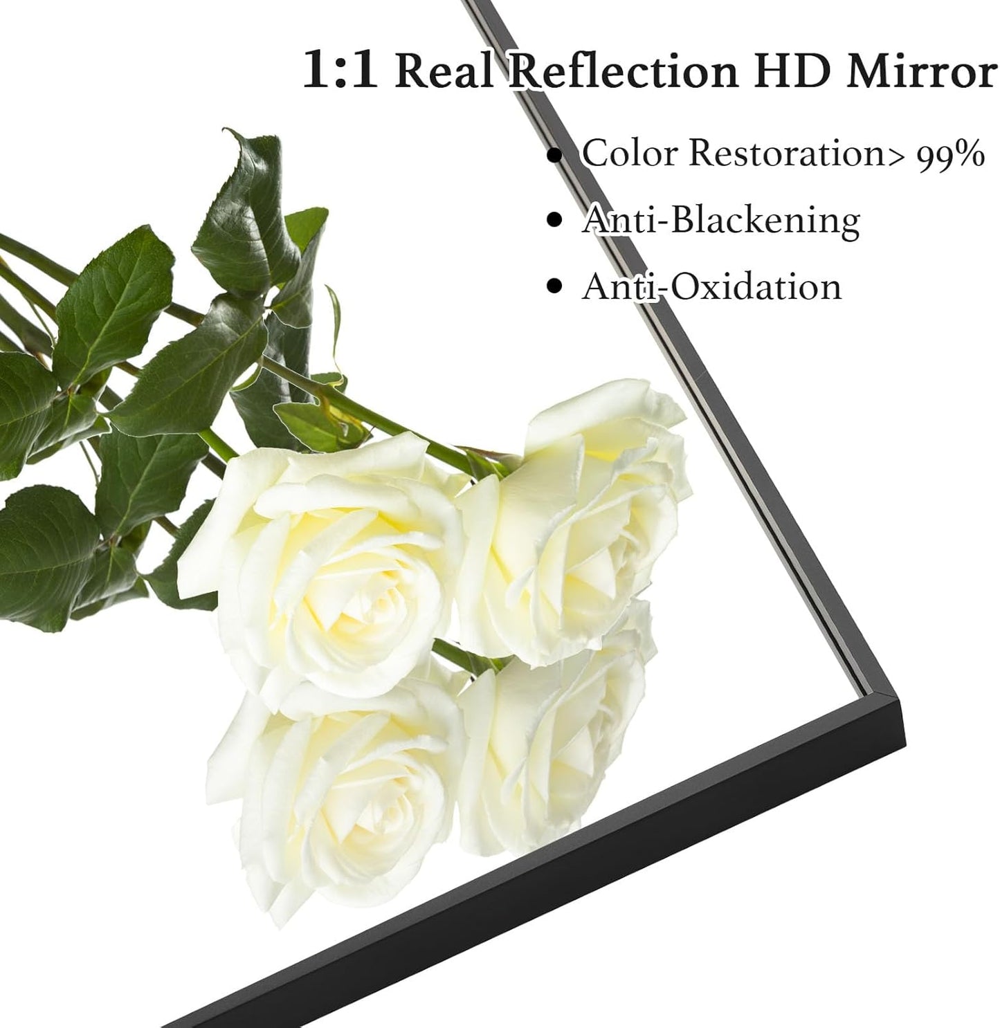 26x36 Inch Black Bathroom Mirror, Copper-Free Mirror, Aluminum Alloy Frame Vanity, Rectangle Wall Mounted Modern Mirror for Bedroom/Living Room/Porch Horizontal or Vertical