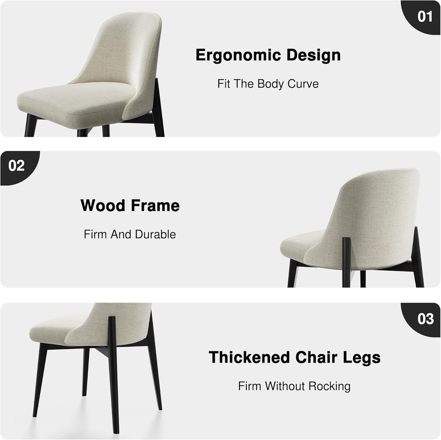 Casaphoria Kitchen Table Set with 4 Chairs, 59" Round Dining Kitchen Table & Chairs Set for 4-6, Wood Modern Dining Table for Living Room, Easy Assembly, Black