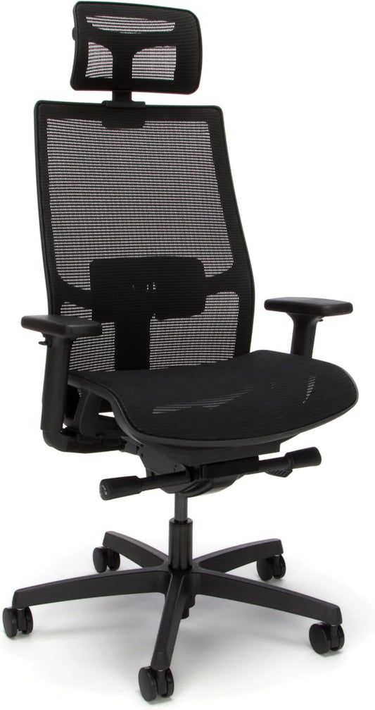 HON Ignition 2.0 Ergonomic Office Chair with Headrest, Adjustable Tilt, Swivel Wheels, Comfy for Long Hours, Home Office Desk Chairs, Black