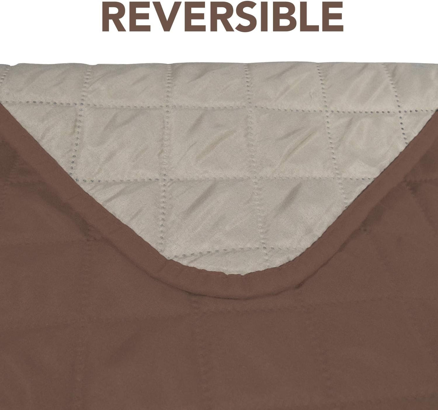 PureFit Reversible Sofa Couch Cover Water Resistant Couch Covers for 3 Cushion, Washable Furniture Cover with Non-Slip Foam and Adjustable Strap for Dogs, Pets (Oversized Sofa, Brown/Beige)