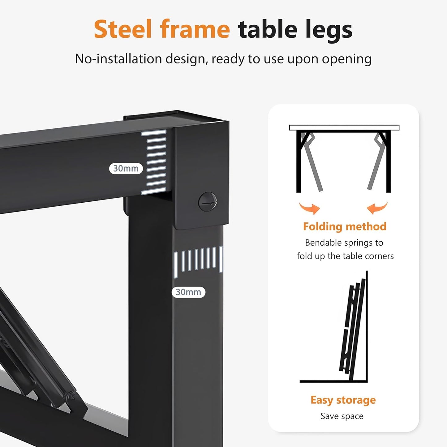 DlandHome Folding Desk Small Desk 31.5 inches Computer Desk for Home Office Folding Table Writing Table for Small Spaces No Assembly Required Teak & Black Frame