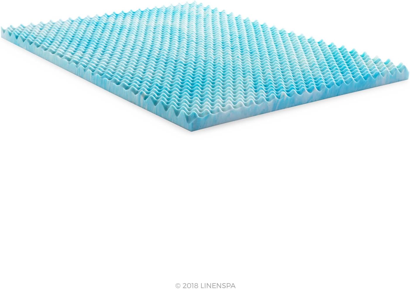 Linenspa 3 Inch Convoluted Gel Swirl Memory Foam Mattress Topper - Promotes Airflow - Relieves Pressure Points - Full