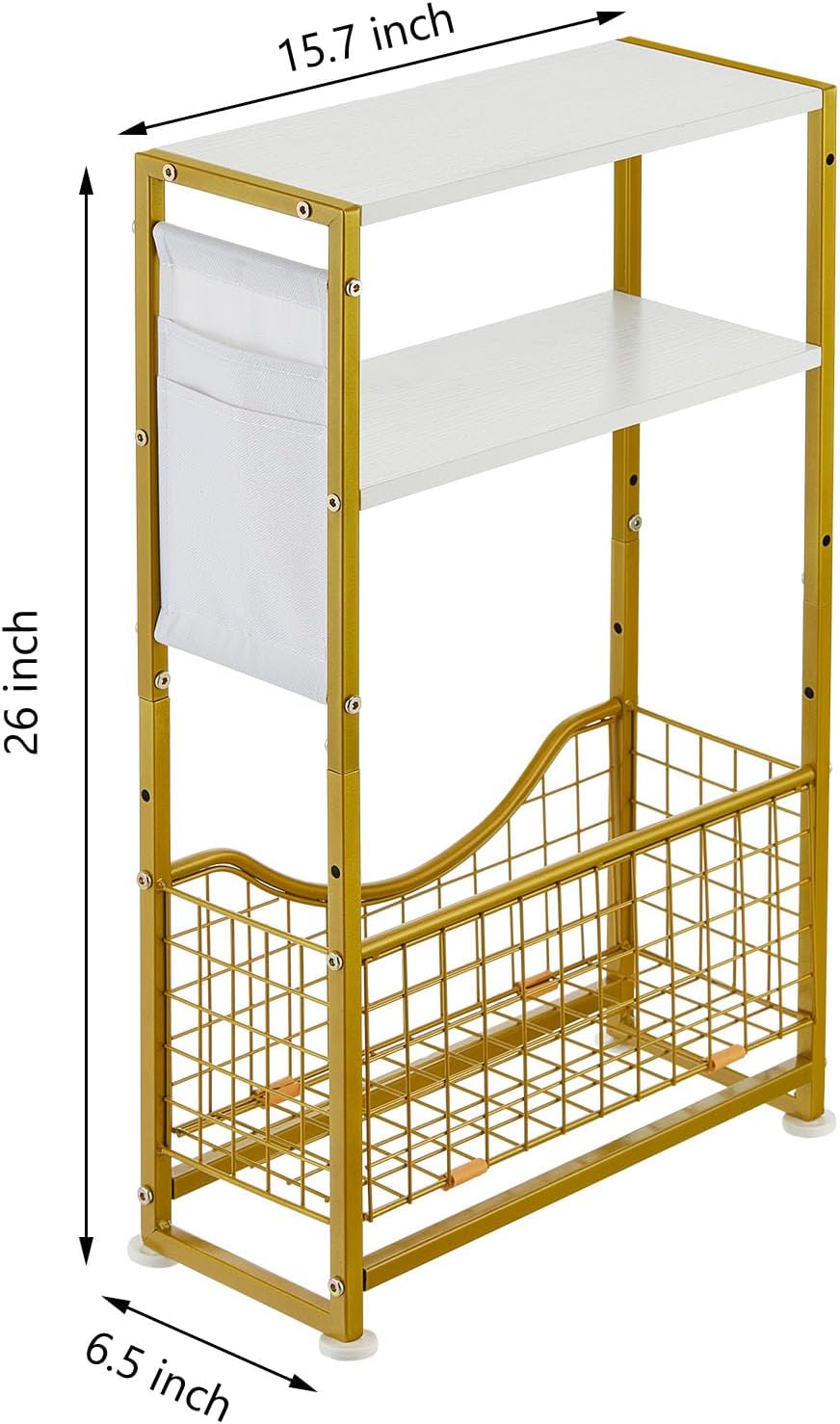 Narrow Side Table, Skinny Small End Tables with Magazine Holder, 3 Tier Small Sofa Side Table for Smalls Spaces, Sofa Couch Tables Bedside Table for Living Room Bedroom Office