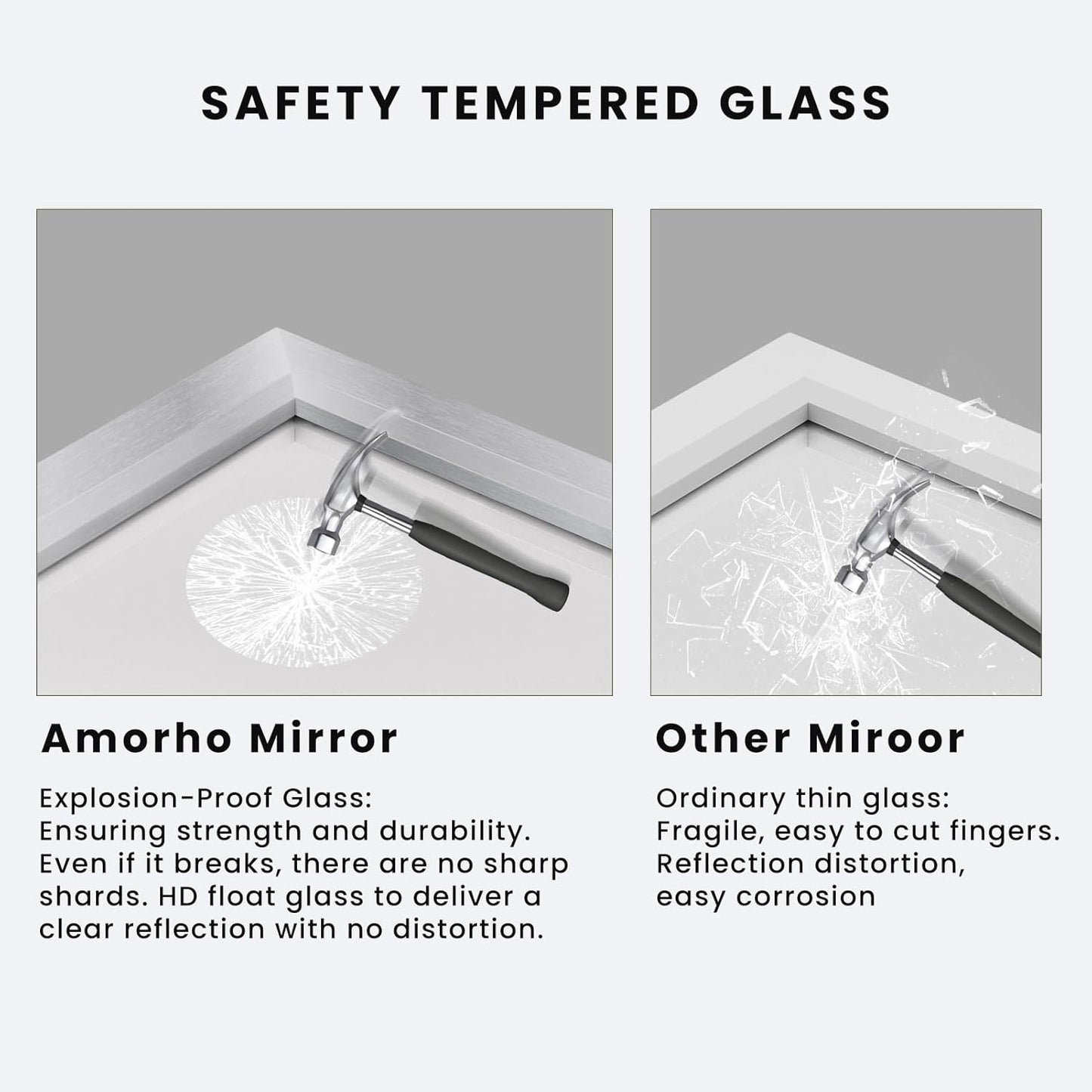 Amorho 30x36 Inch Bathroom Mirror Silver, Thick Metal Framed Wall Mirrors for Over Sink, Brushed Nickel Mirror Perfect for Bedroom, Living Room, Entryway, Rectangle (Horizontal/Vertical).