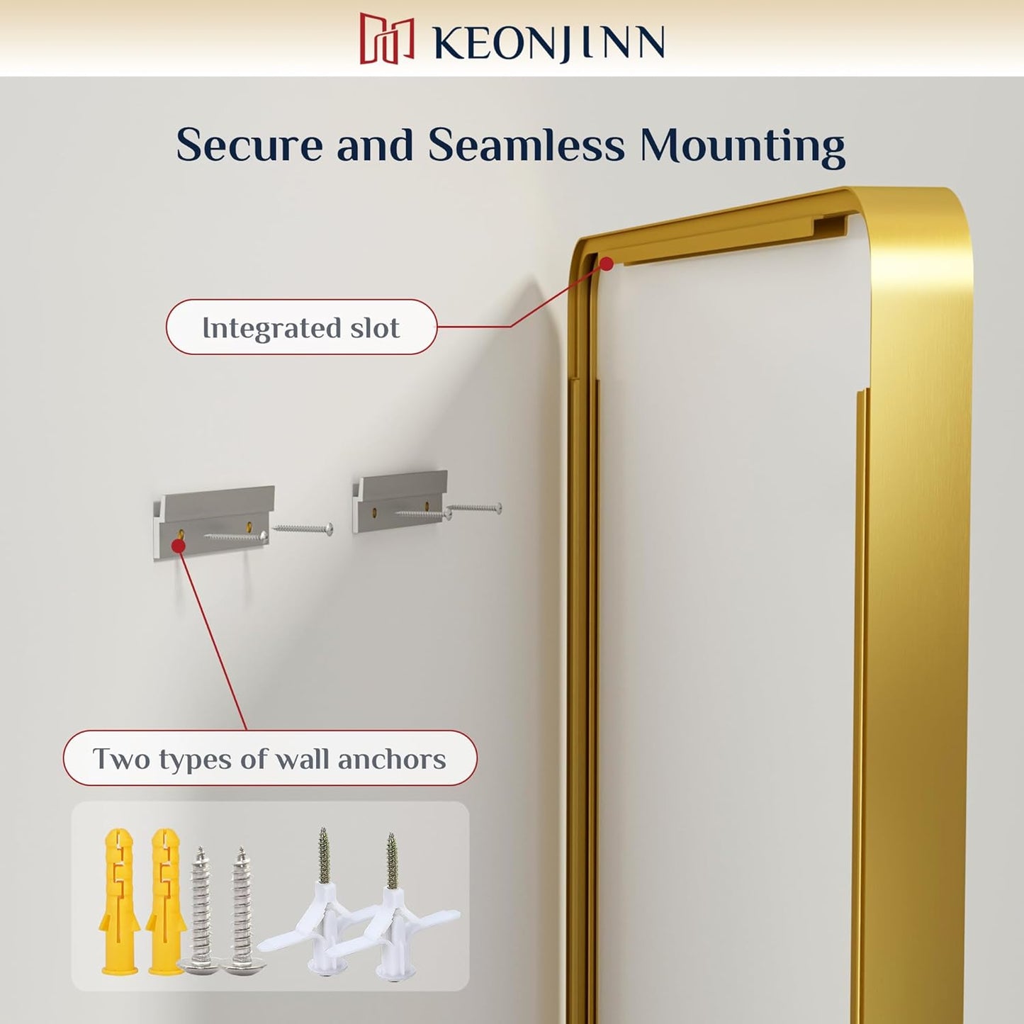 Keonjinn Gold Bathroom Mirror for Over Sink, 30" x 30" Brushed Brass Mirror, Large Rounded Rectangle Gold Vanity Mirror with Metal Frame, HD Tempered Glass Square Wall Mirror(Horizontal/Vertical)