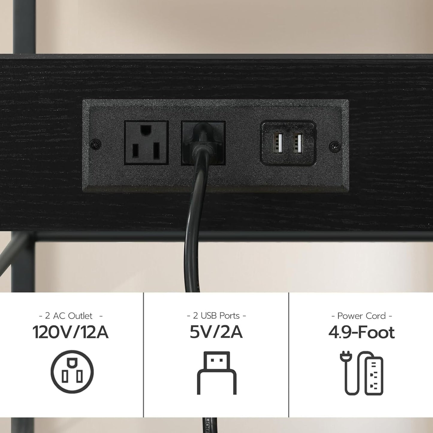 HOOBRO Kitchen Island with Storage, Kitchen Island Table with Power Outlet, 35.4" L 3 Tier Coffee Station and Microwave Stand, for Home, Kitchen and Dining Room, Black BB021ZD01