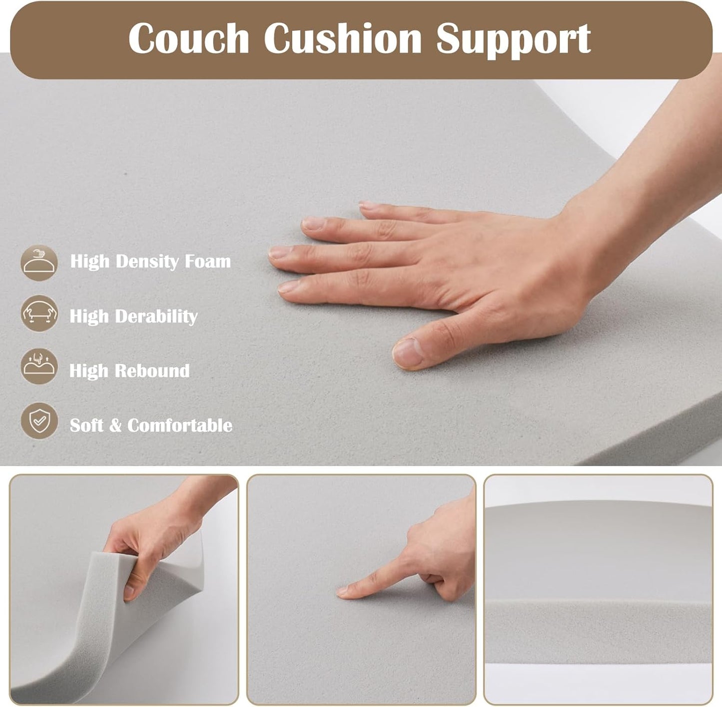 1 Pcs Couch Cushion Support for Sagging Cushion 20" x 20" 40D High Density Cushion Support Board Replacement Gray Sofa Cushion Support
