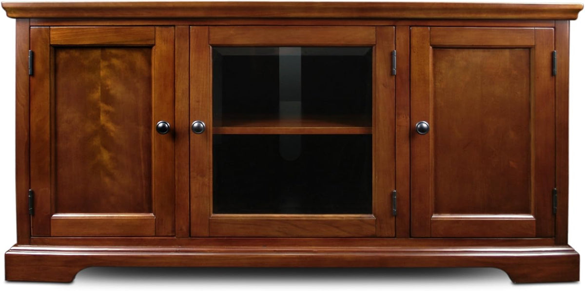 Leick Home 87350 Three Door TV Stand with Cabinet Storage for 55" TV's, Westwood Brown Cherry