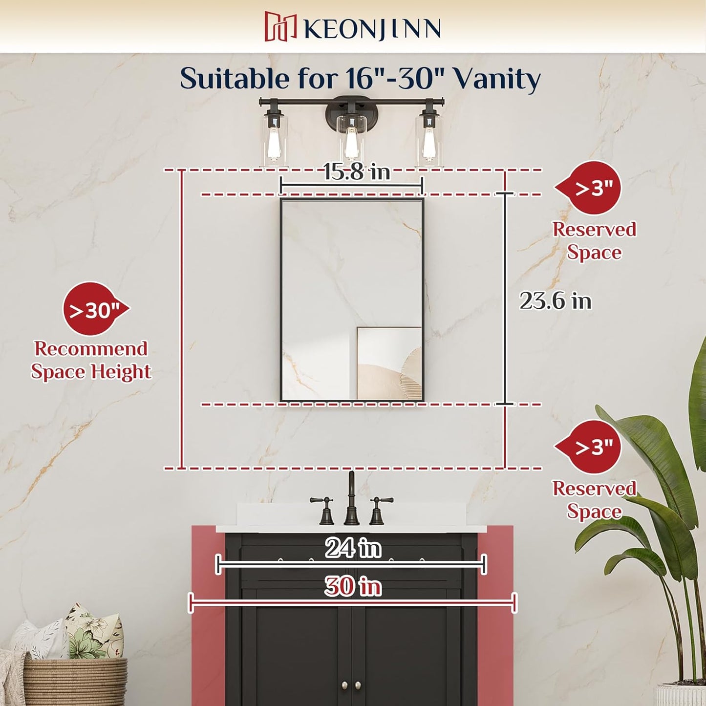 Keonjinn 16 x 24 in Brushed Nickel Bathroom Mirror, Rectangular Metal Framed Vanity Mirror for Wall Square Corner Aluminum Alloy Modern Rectangle Mirror(Horizontal/Vertical)