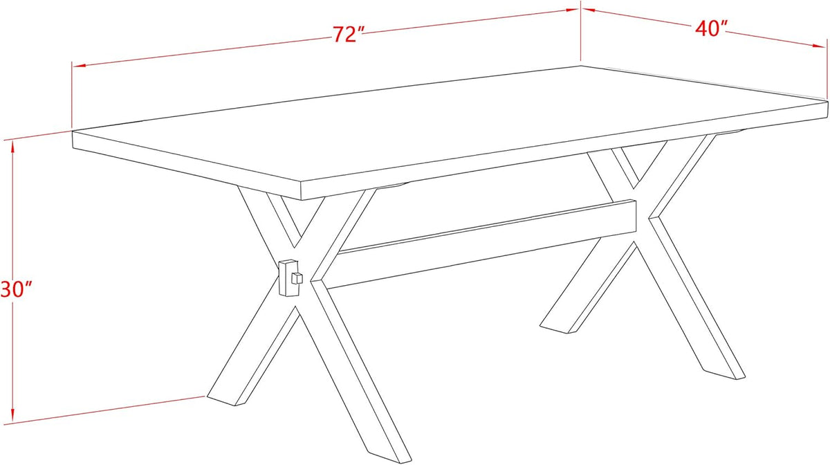 East West Furniture XT797 X-Style Kitchen Dining Table - a Rectangle Wooden Table Top with Stylish Legs, 40x72 Inch, Multi-Color