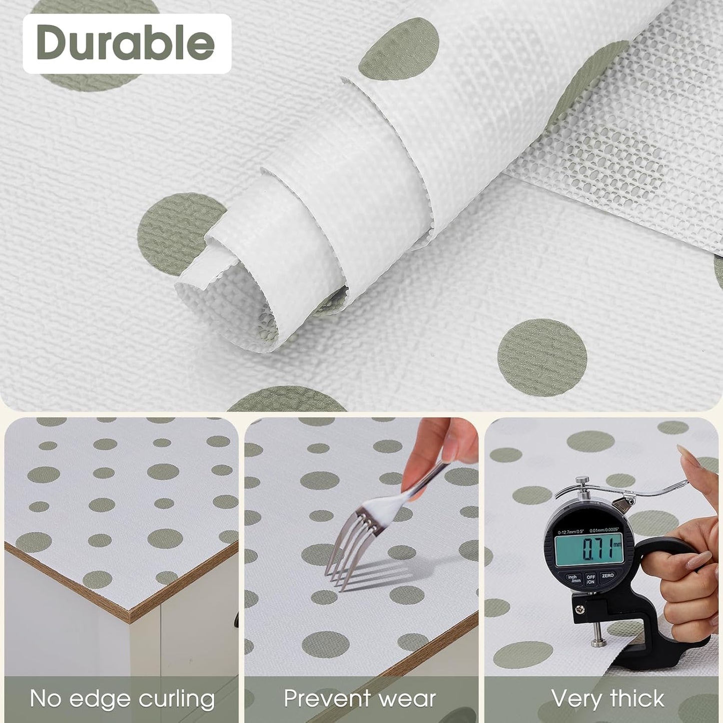 Beautysaid Shelf and Drawer Liner for Kitchen Cabinet, Non Adhesive Non Slip Shelf Paper Waterproof Washable Thickened for Dresser Pantry Shelve Bathroom Protector Liner(Polka Dot,18 in x 30 FT)