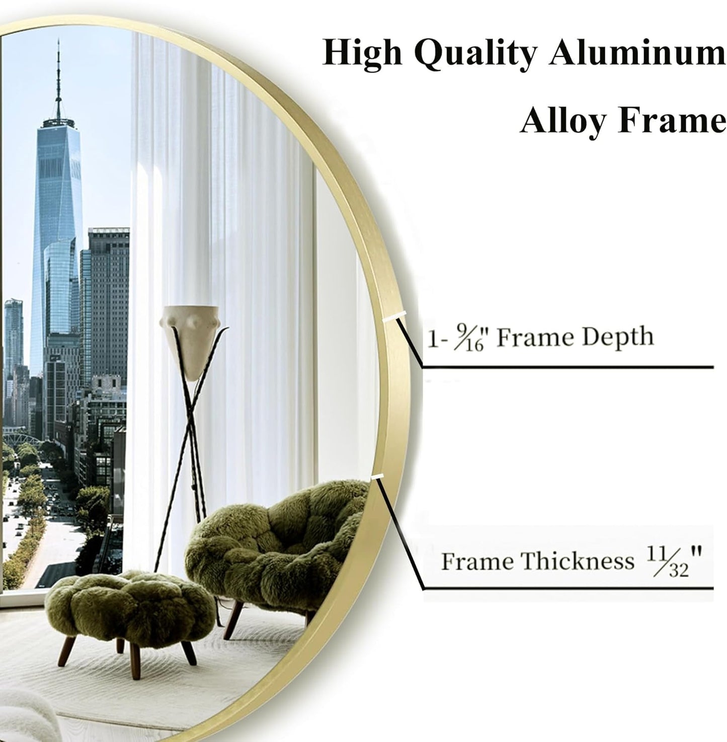 Gold Round Mirror 30 inch, Matte Gold Bathroom Mirror for Vanity, Brushed Metal Framed Circular Wall Mirror for Living Room, Hallway, Entryway
