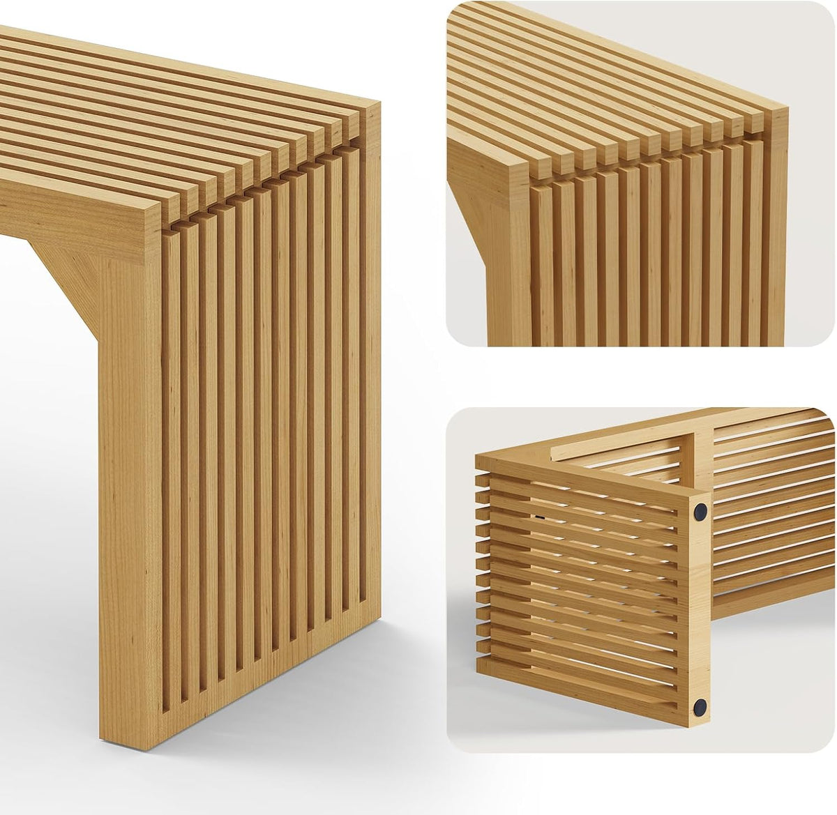 ROOMTEC 35" Dining Bench, Indoor Wood Bench for Entryway,Living Room,Kitchen and Bedroom (Nature, Long Bench)