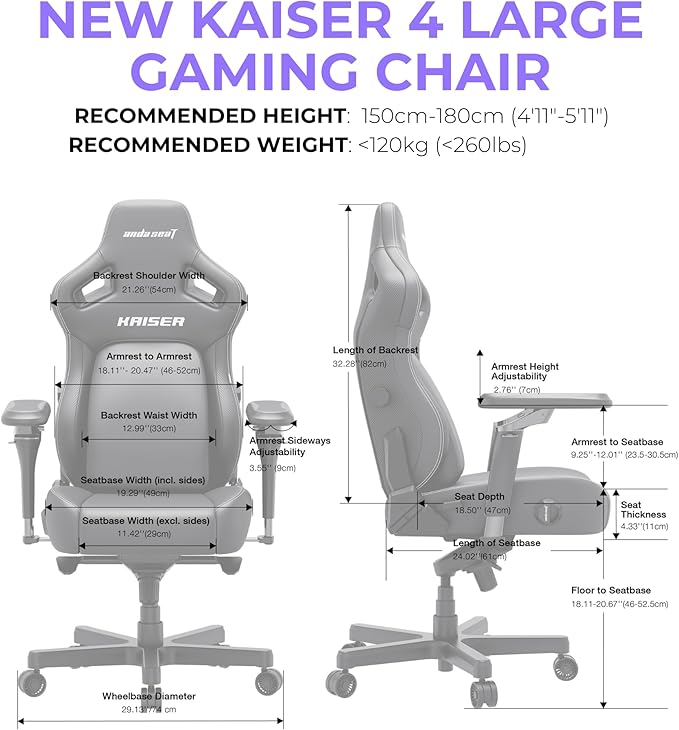 Anda Seat Kaiser 4 Large Gaming Chair for Adults - Ergonomic Green PVC Leather Gaming Seat with 6D Armrest, Comfortable Office Chair with Lumbar Support, Heavy Duty Wide Computer Seat