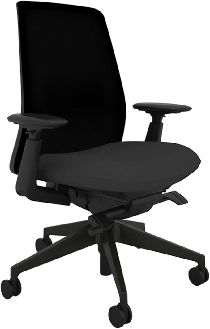 Haworth Soji Office Chair with Ergonomic Adjustments and Lumbar Support, Flexible Mesh Back (Carbon)
