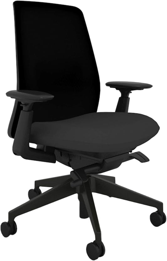 Haworth Soji Office Chair with Ergonomic Adjustments and Lumbar Support, Flexible Mesh Back (Carbon)