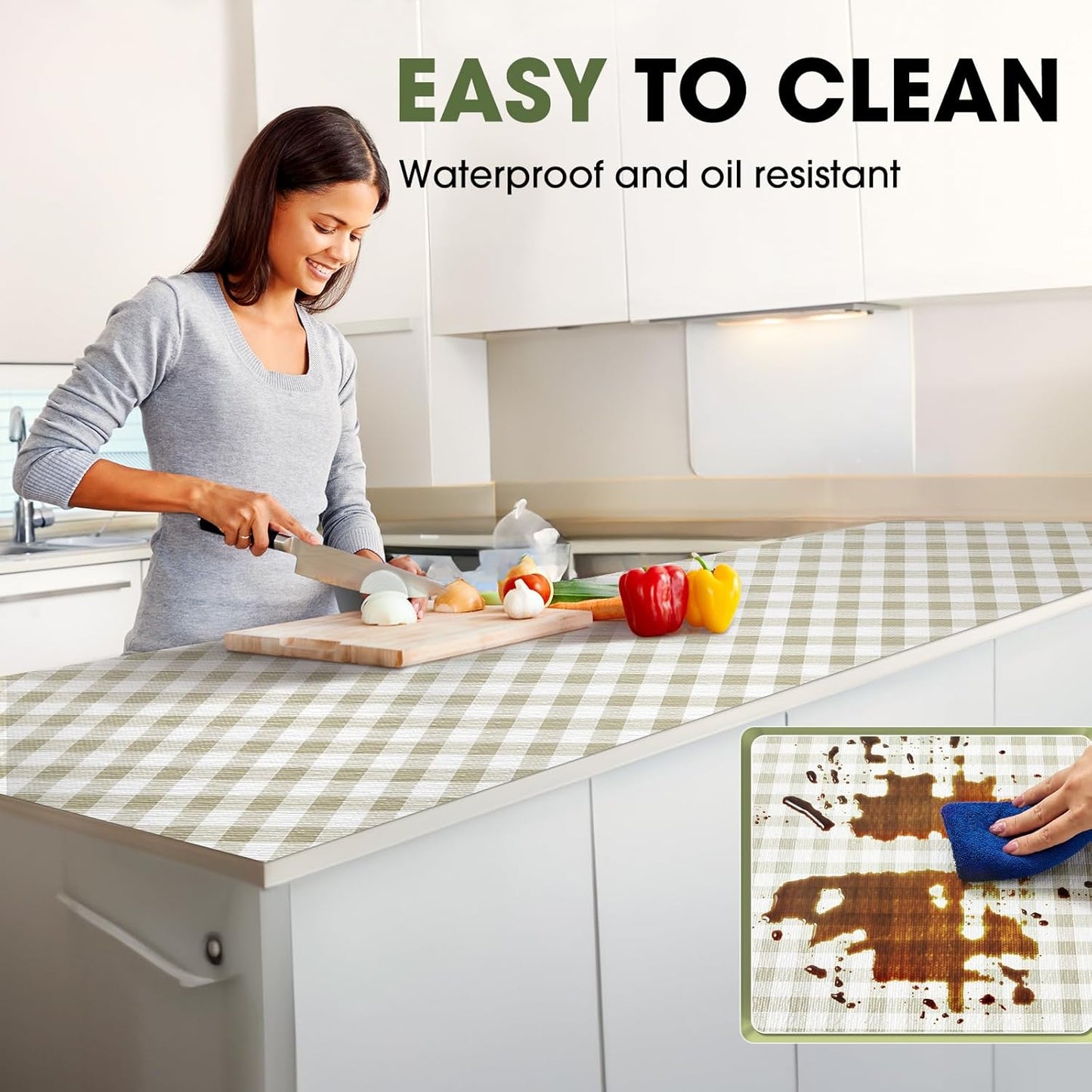 Beautysaid Shelf and Drawer Liner for Kitchen Cabinet, Non Adhesive Non Slip Shelf Paper Waterproof Washable Thickened for Dresser Pantry Shelve Bathroom Protector Liner(Checkered,12 in x 20FT)