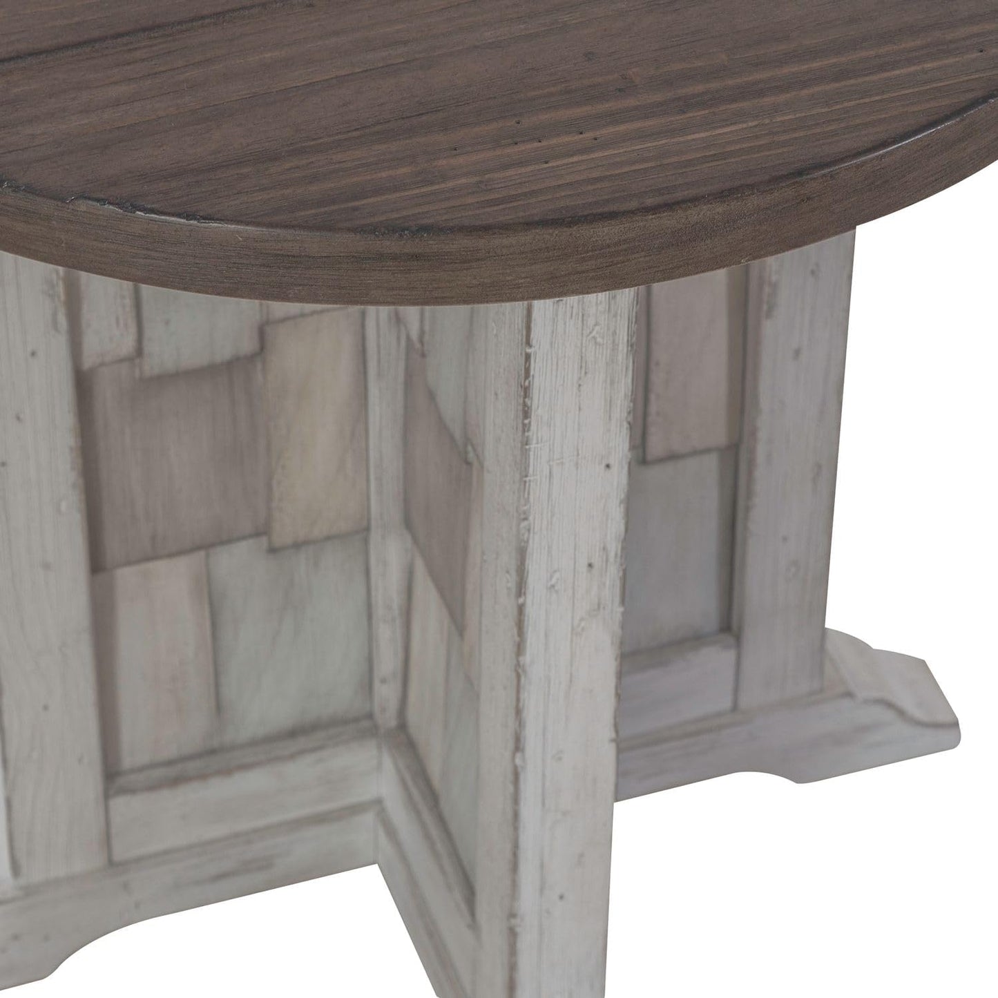 Liberty Furniture River Place Living Room Round Chairside Table - Riverstone White & Tobacco