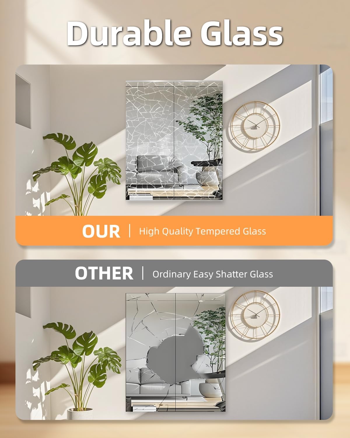 14" x 12" Glass Wall Mirror Tiles for Wall, Frameless Full Length Mirrors Wall Mounted for Home Gym Mirror Yoga Bedroom Dancing Studio Dressing Room (16PCS)