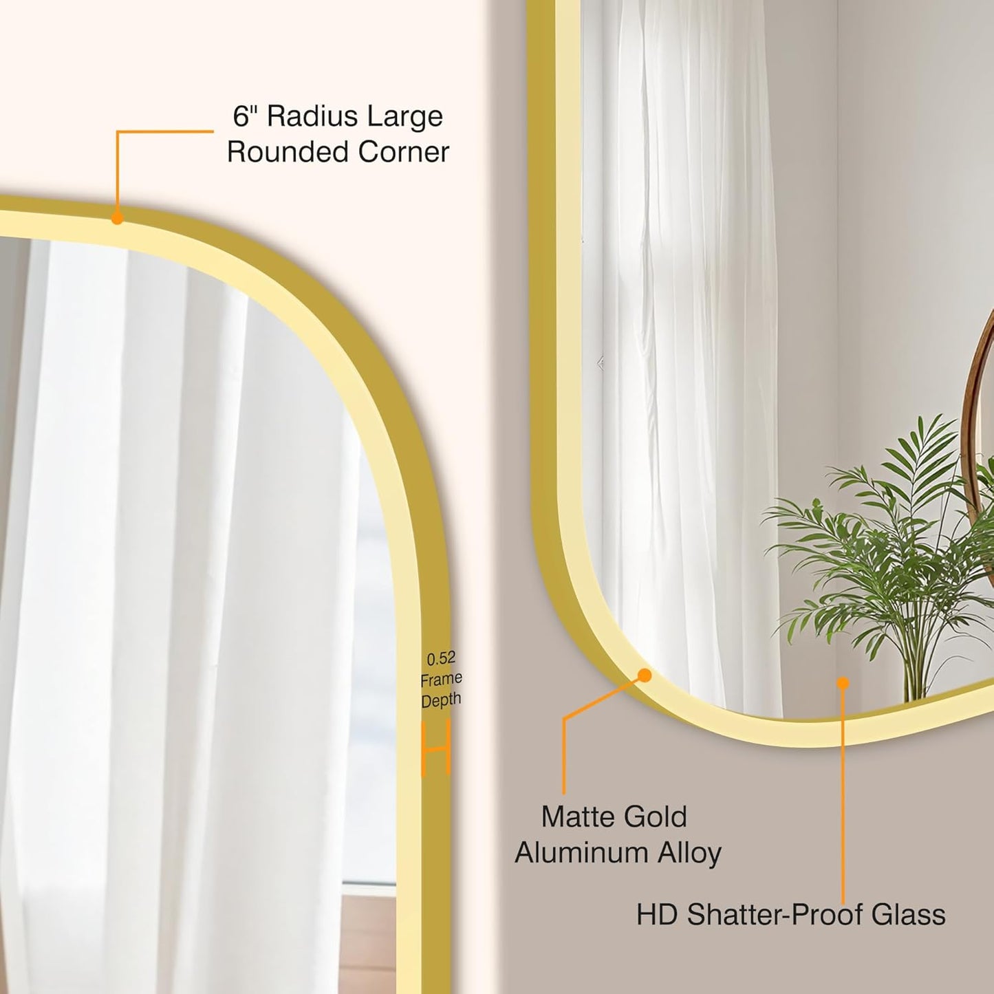 Bathroom Mirrors for Over Sink, 28x40 Gold Vanity Mirror for Bathroom Sink, HD Shatterproof Squircle Wall Mirror for Bathroom Washroom Lavatory Restroom Metal Frame
