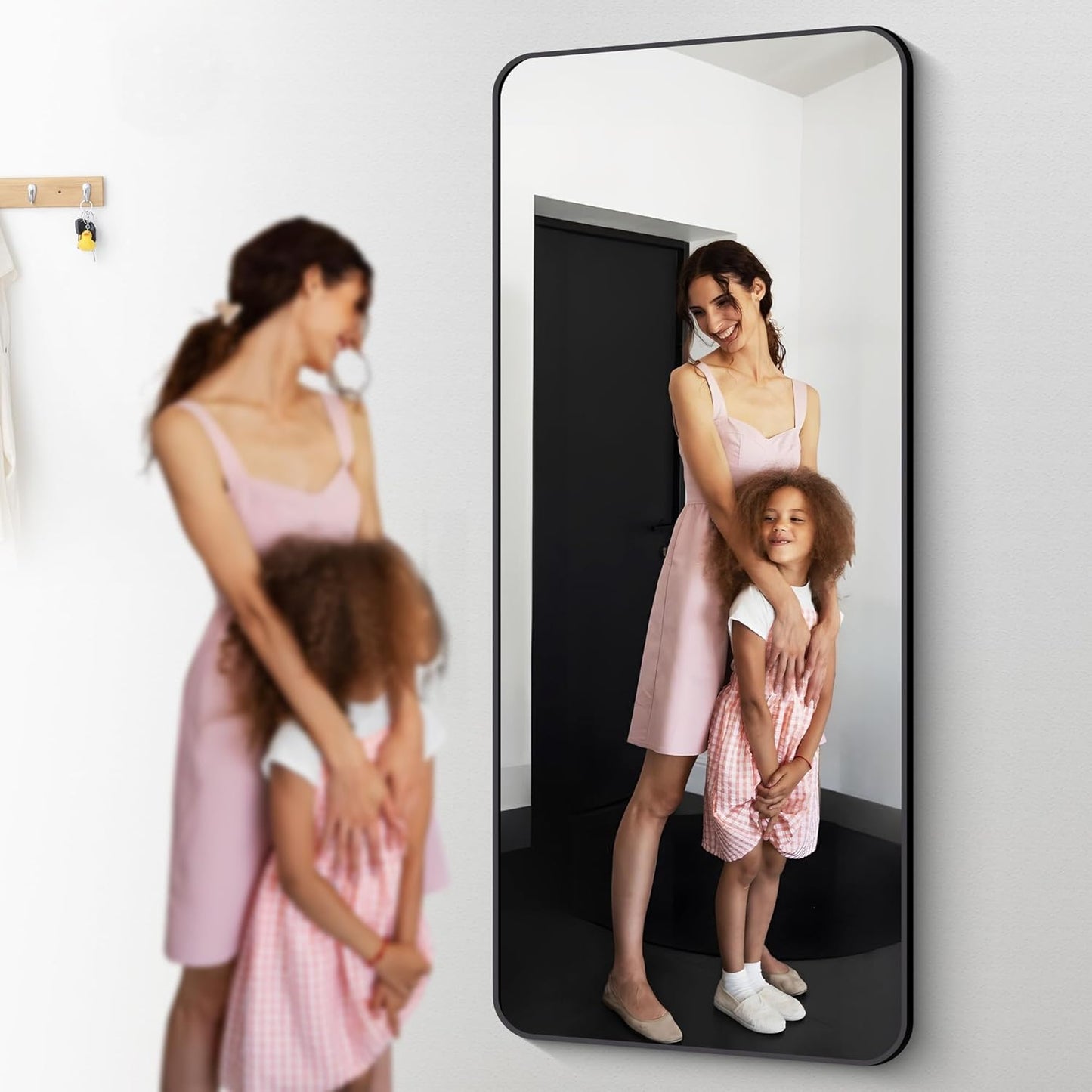 72" x 30"Bathroom Mirror, Matte Black Wall Mirror with Metal Frame, Decorative Rectangular Vanity Mirror for Bedroom Bathroom Living Room Entryway (Horizontal/Vertical)