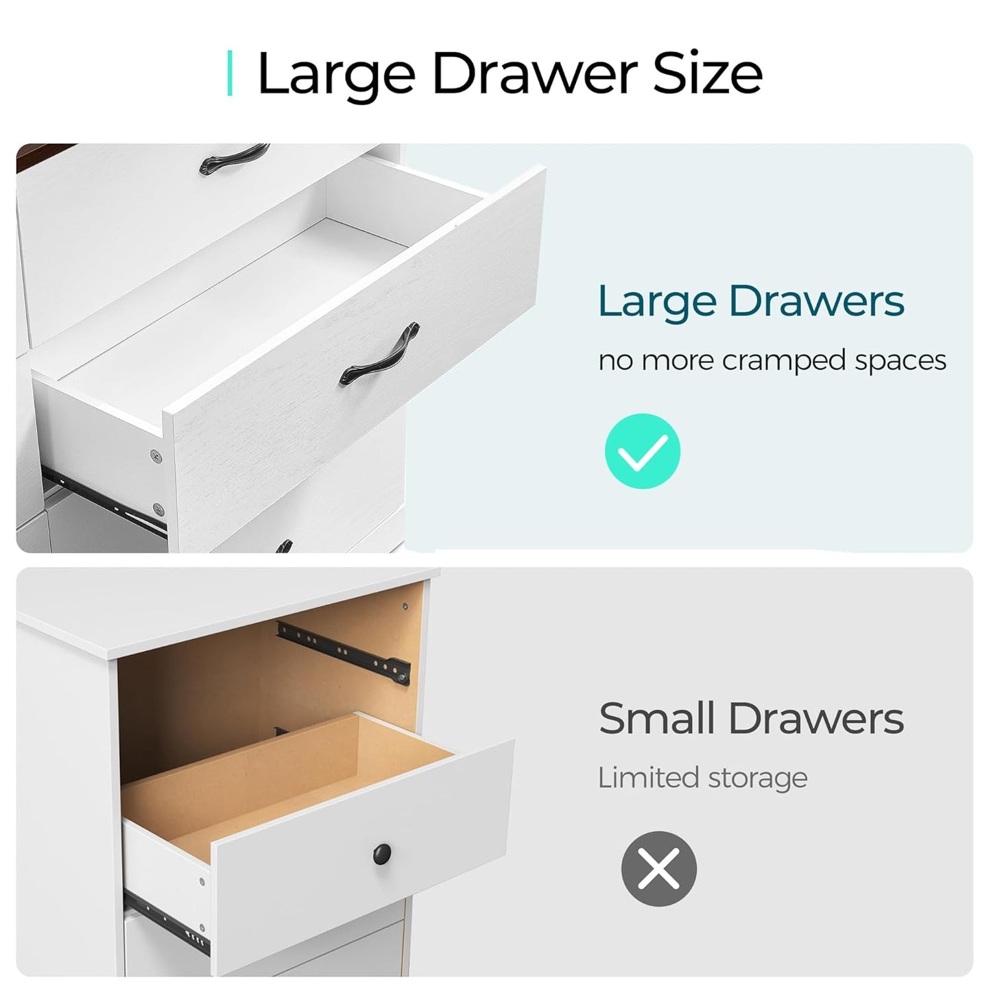 LINSY HOME 8 Drawer Dresser for Bedroom, 54" Wide Chest of Drawers, Modern TV Stand Dressers with Wood Frame and Metal Handles, Large Drawer Organizer for Bedroom, Living Room, White