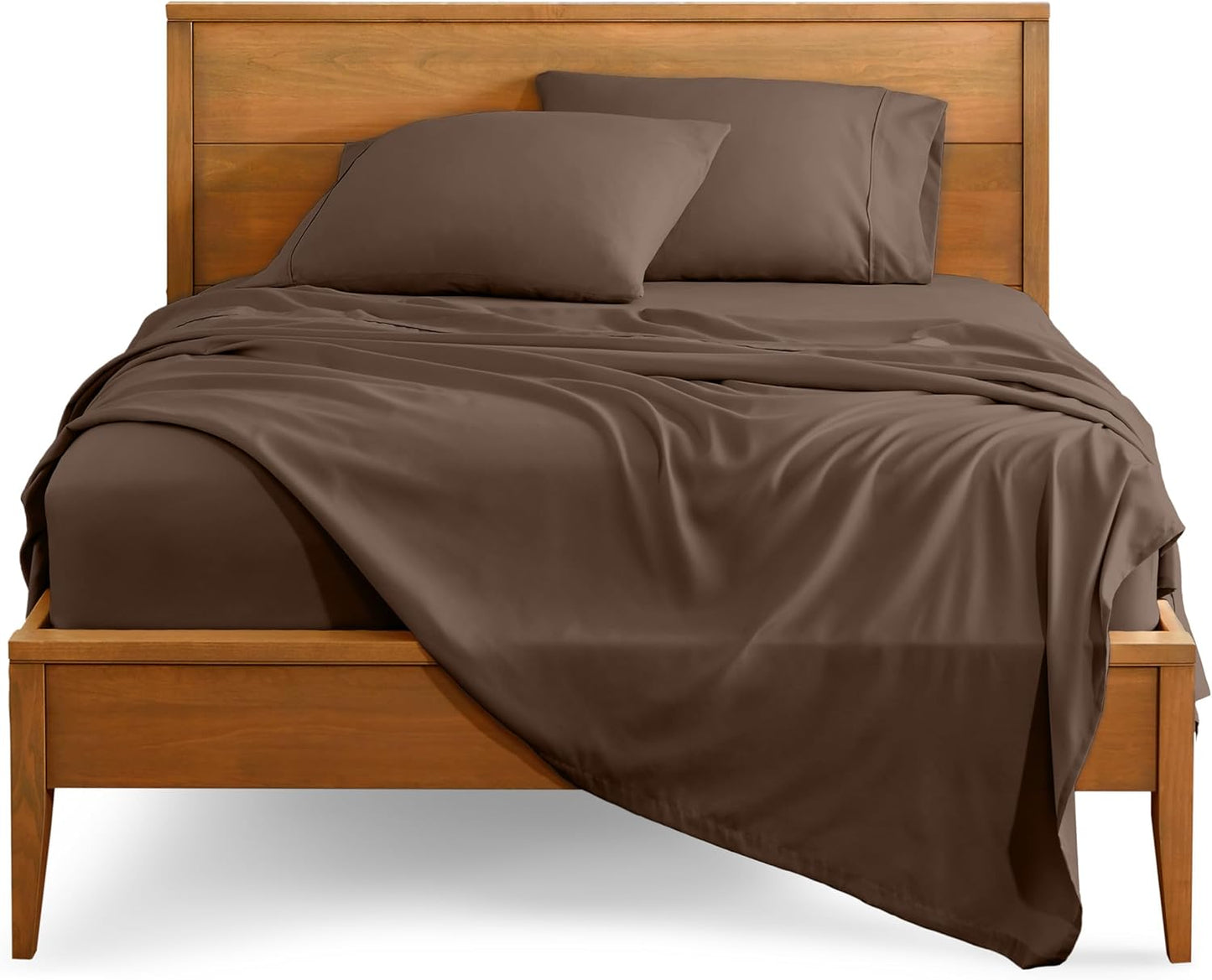 Bare Home Full XL Sheet Set - Luxury 1800 Ultra-Soft Microfiber Extra Long Bed Sheets - Double Brushed - Deep Pockets - Easy Fit - 4 Piece Set - Bedding Sheets & Pillowcases (Full XL, Cocoa)