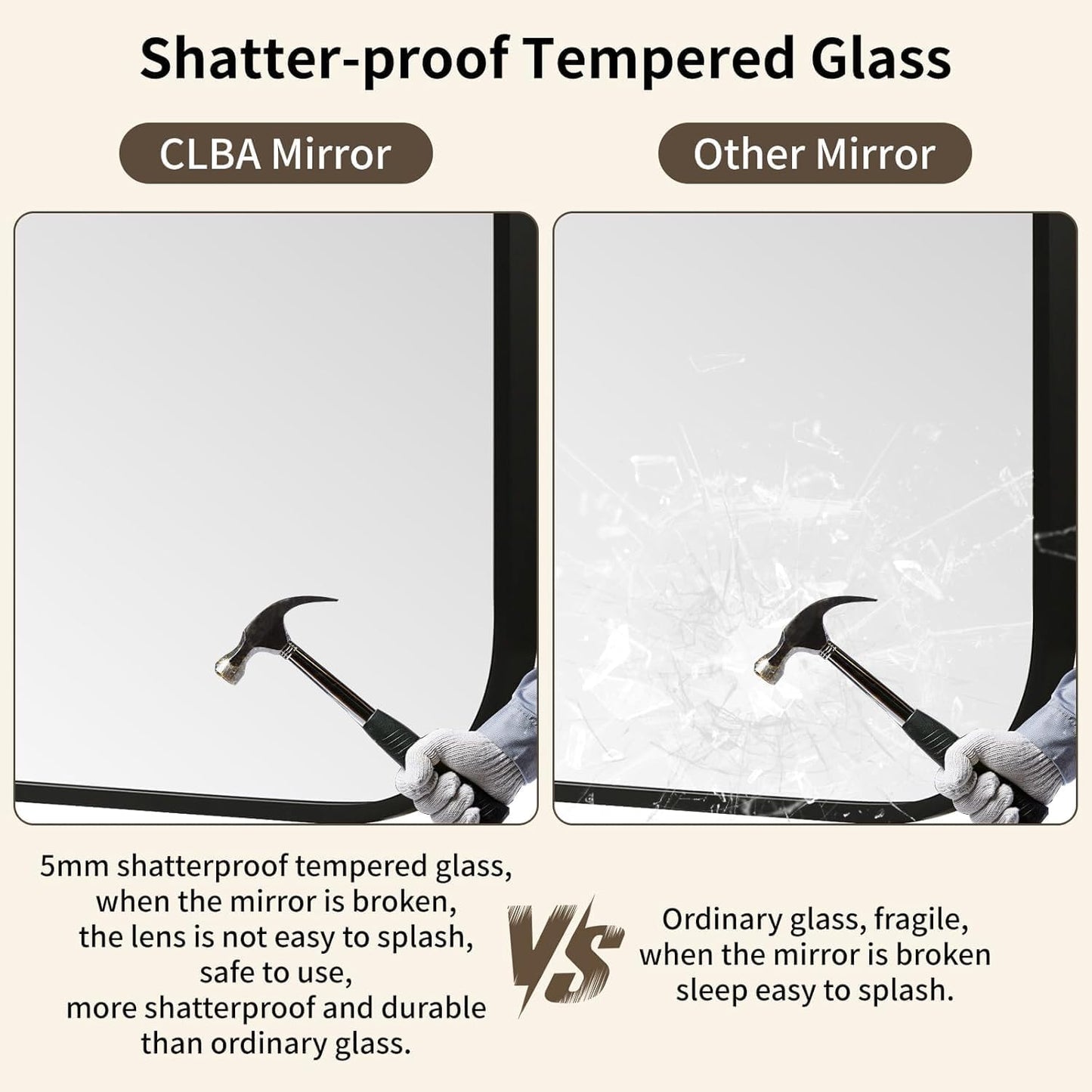 Black Bathroom Mirror, 40x30 Inch Aluminum Frame Rectangle Mirror, Anti-Rust, Tempered Glass, Wall Mirror for Over Sink, Vanity, Bedroom, Entryway, Horizontal/Vertical