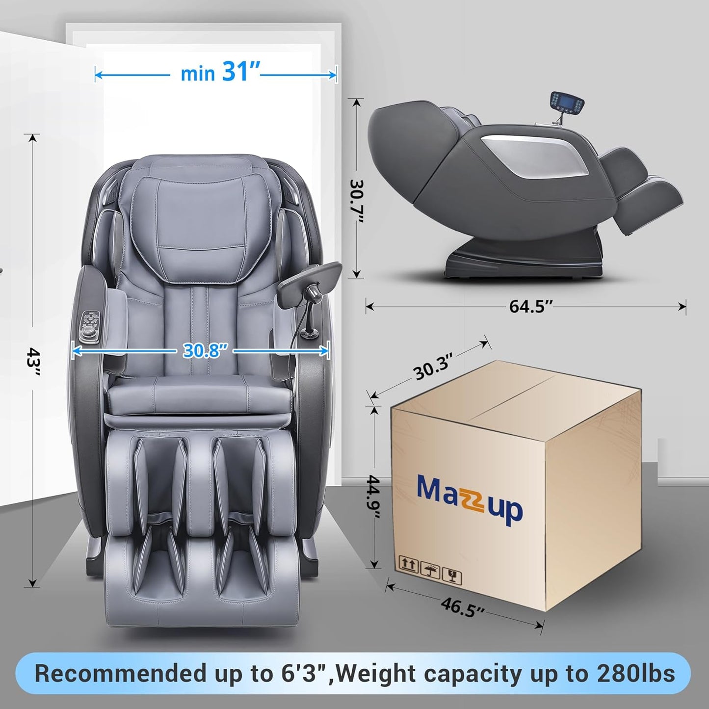 Full Body Zero Gravity Shiatsu Massage Chair with Fully Assembled, LCD Screen, Shortcut Keys, USB Charging Port, Heat, for Loved Ones, Parents, Black