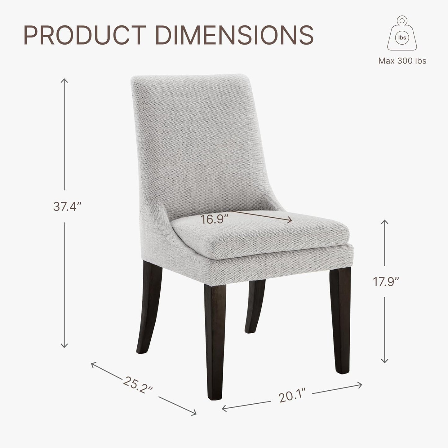 Upholstered Dining Chairs Modern Sidechair Performance Fabric High Back Armlesschair for Diningroom Kitchen,Linen,Set of 2(1 Box)