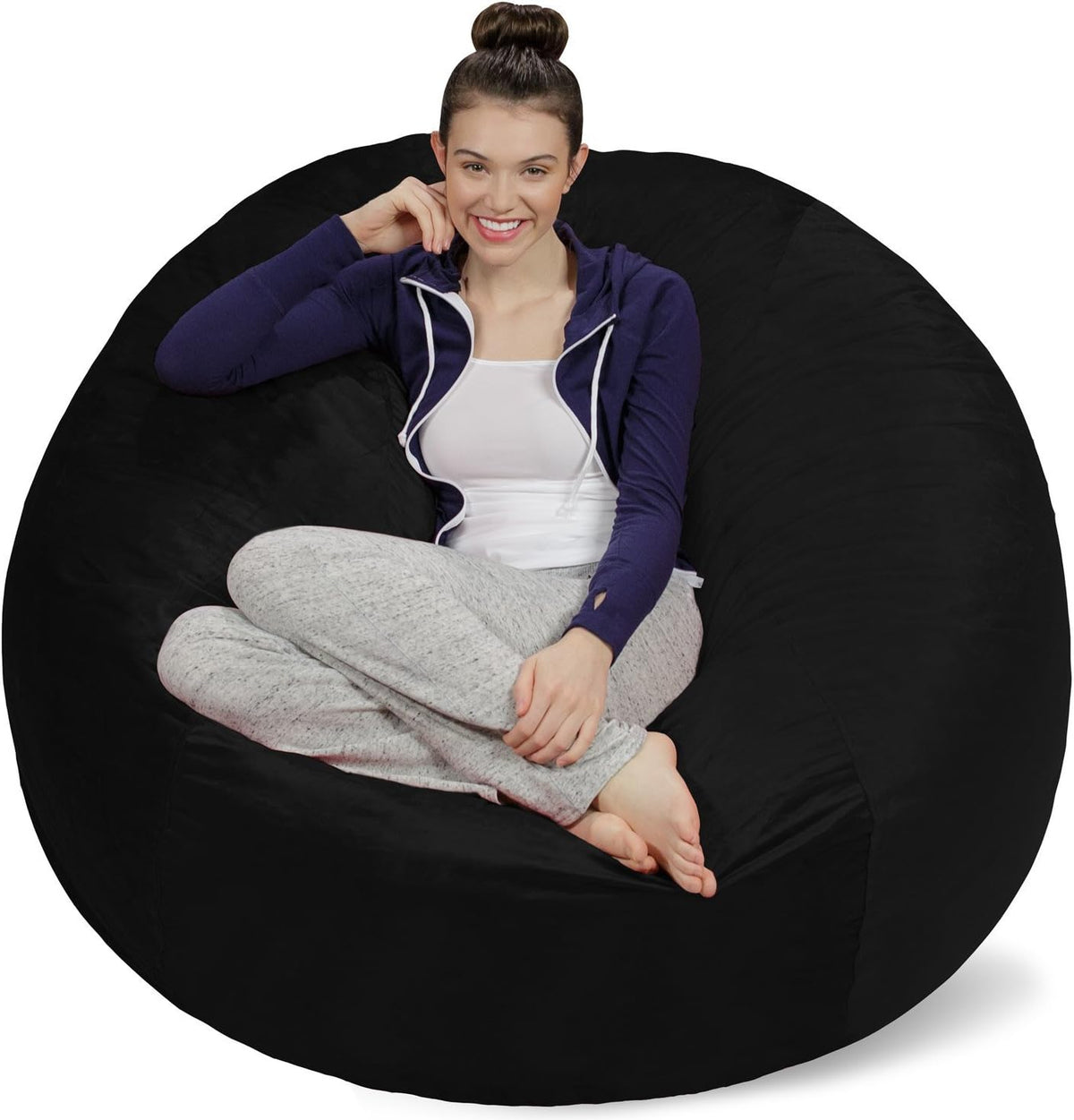 Sofa Sack Bean Bag Chair - Plush, Ultra Soft - Memory Foam Bean Bag Chair with Microsuede Cover - Stuffed Foam Filled Furniture and Accessories for Dorm Room 5 Feet - Black