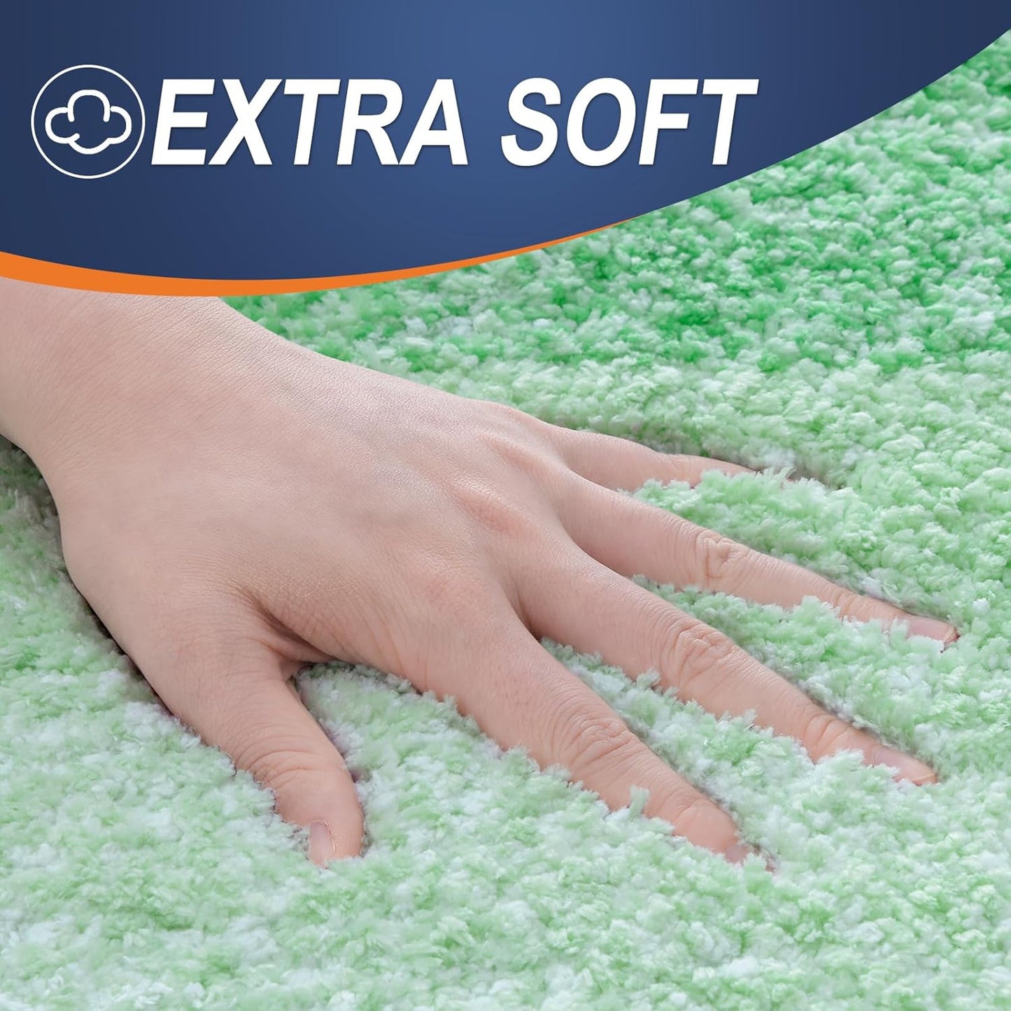 OLANLY Luxury Toilet Rugs U-Shaped 24x20, Extra Soft and Absorbent Microfiber Bathroom Rugs, Non-Slip Plush Shaggy Bath Mat, Machine Wash Dry, Contour Bathroom Mats for Toilet Base, Green