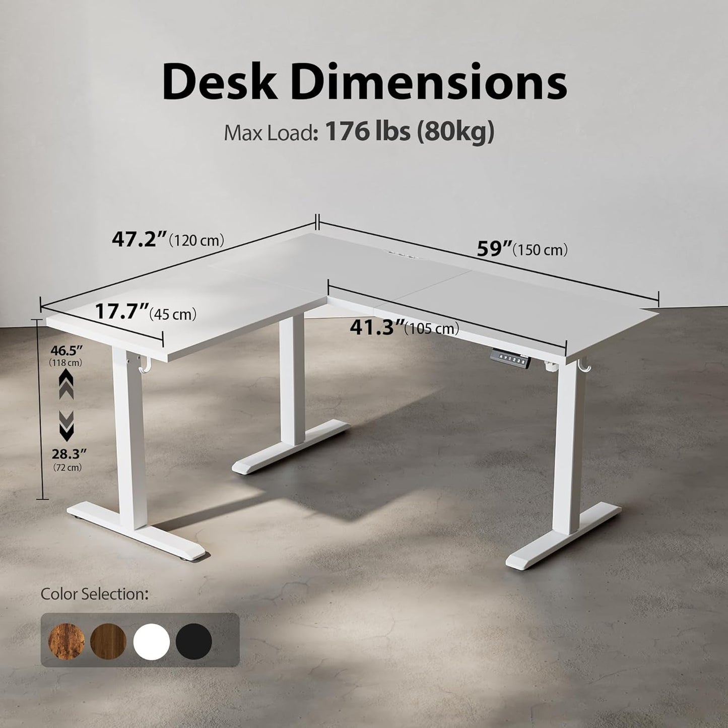 Agilestic 59 Inch L Shaped Standing Desk Adjustable Height, Electric Corner Standing Desk, Sit Stand Computer Table with Splice Board, White