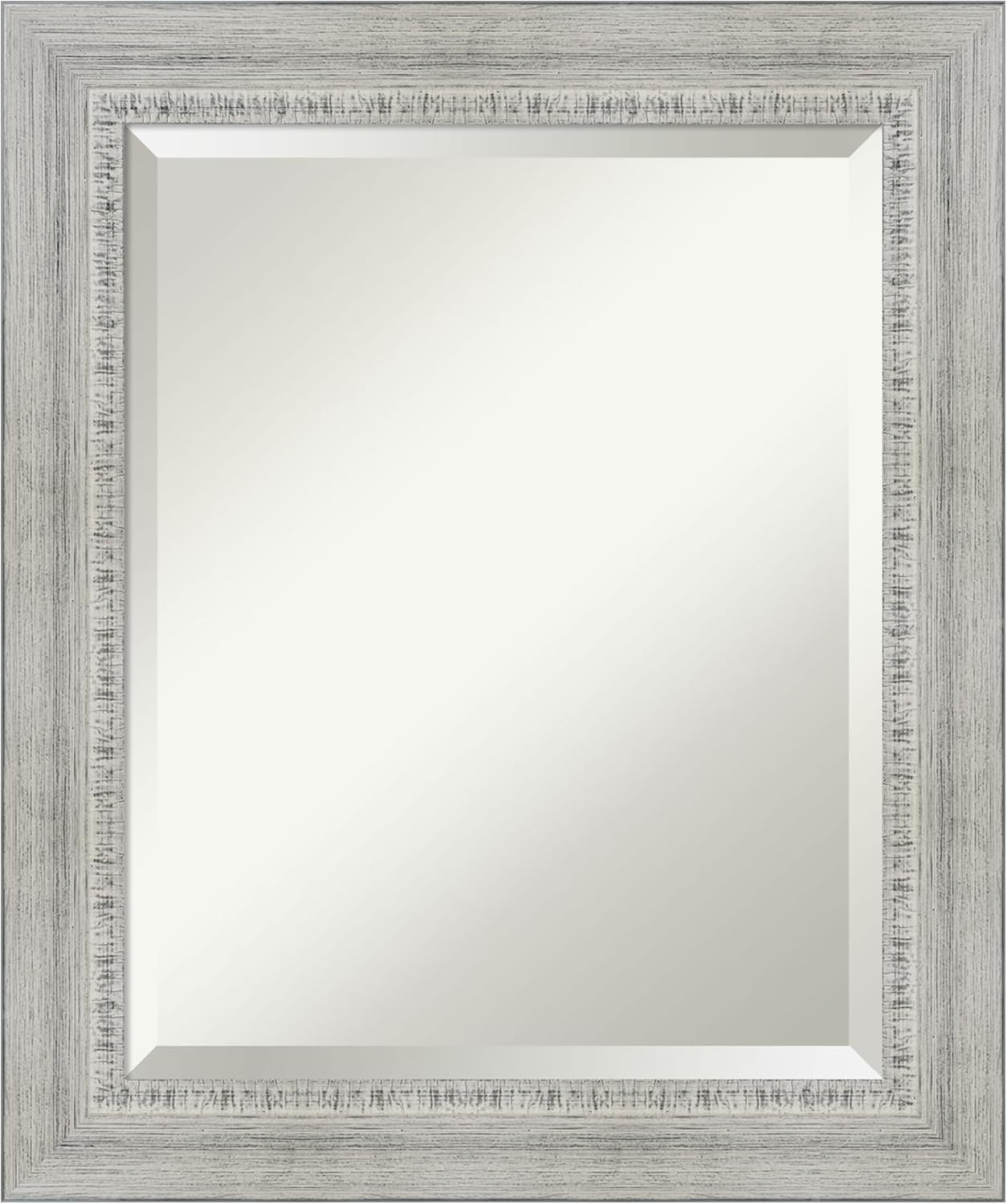 Amanti Art White Bathroom Mirror for Over Sink, 25x21 Rustic White Wash Rectangle Vanity Mirror, Small Rustic Farmhouse Wood Frame, Hangs Horizonally and Vertically, Bathroom Wall Decor, Beveled Edge