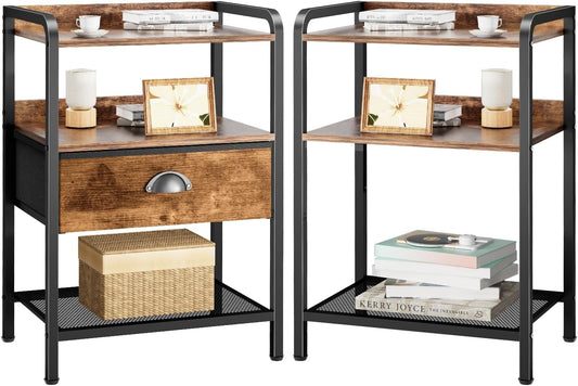 Night Stand Side Table Drawer Nightstand Storage Drawers Bedside Table Metal Shelf Nightstands Bed Side End Tables Living Room Chest Organizer Dresser for Bedroom Dorm Furniture Entryway Table Simple